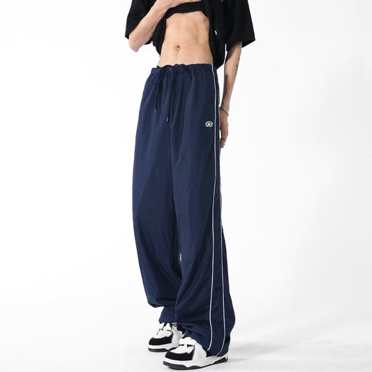 Mopping Casual All-match Draping Wind Side Men's Striped Teen Pants