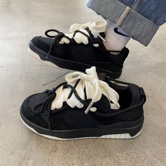 Men's Black Sporty Casual Platform Sneakers