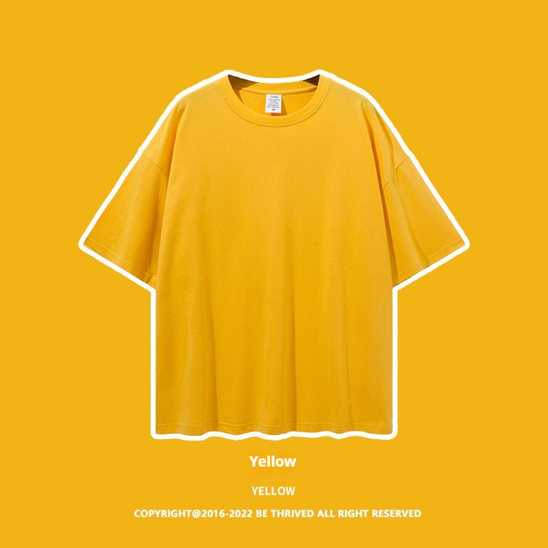 Loose Teen Solid Color Cotton Short Sleeve
