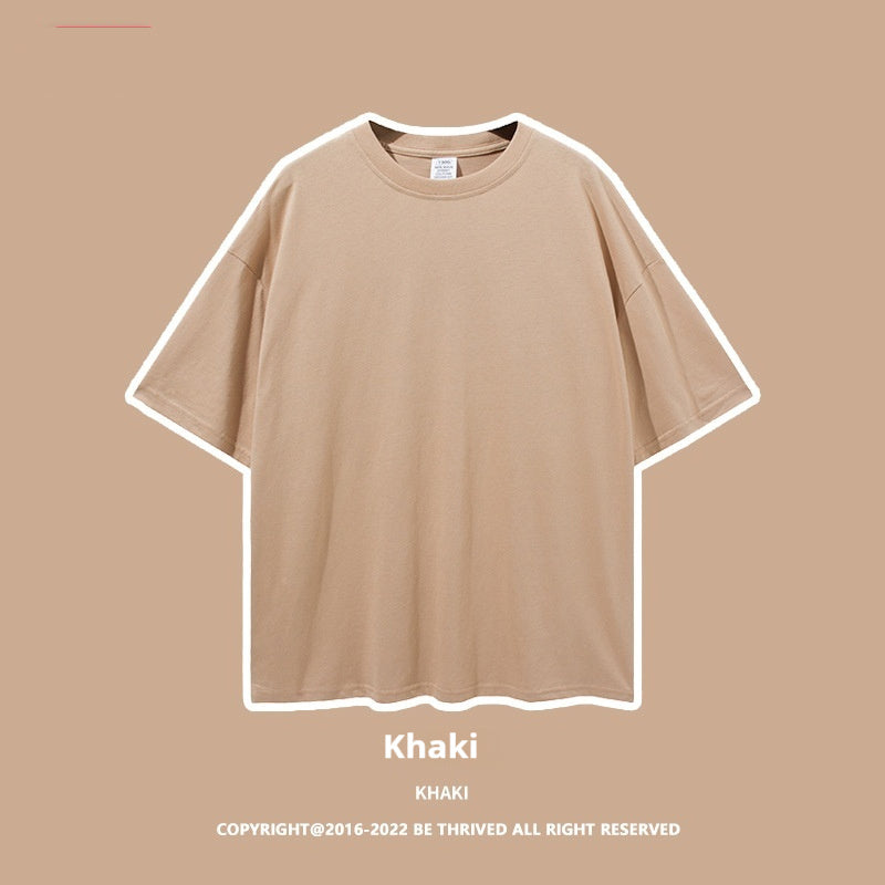 Loose Teen Solid Color Cotton Short Sleeve